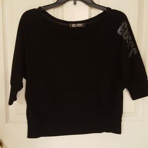 Guess cropped pullover sweater size small black